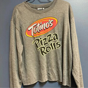 TOTINO’S PIZZA ROLL LIGHTWEIGHT CROP SWEATSHIRT WO SIZE  XXL GRAY PIZZA GRAPHIC
